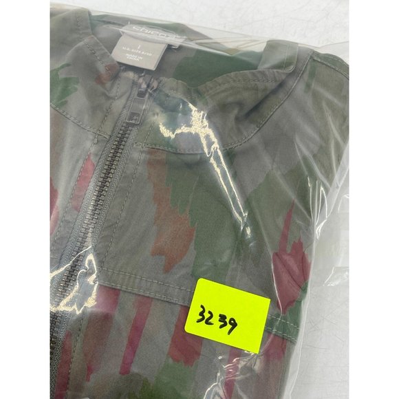 Chico's Jacket Zenergy Olive Green Zip Up Lightweight Medium Size 1 Splatter - Picture 11 of 11